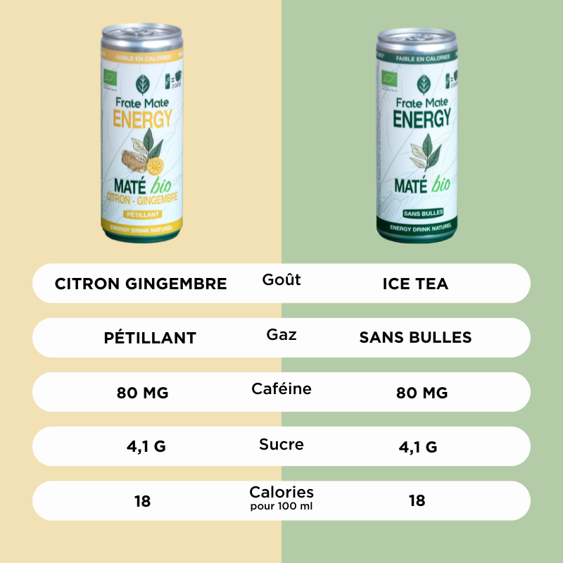 Pack Canettes Maté – Citron Gingembre & Nature – Boisson Végétale 250 ml