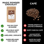 Comparatif magic powder choco avec des superaliments VS café 