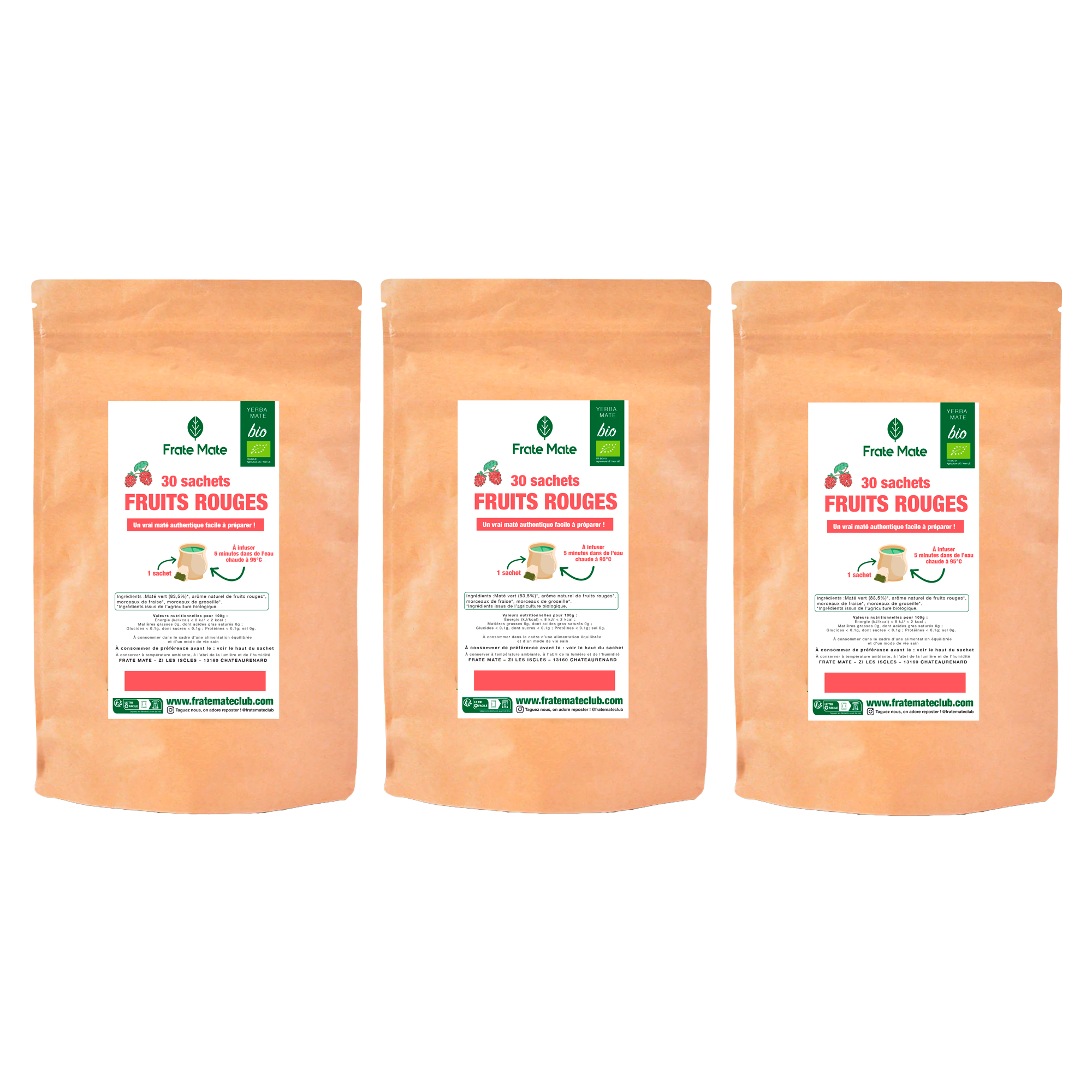 Fraté Maté Fruits Rouges Bio 30 sachets