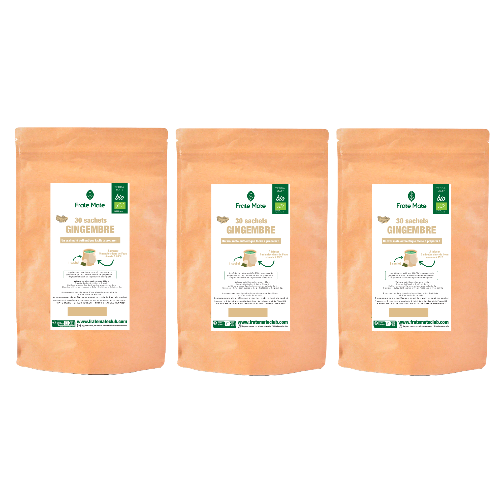 Fraté Maté Gingembre bio 30 sachets