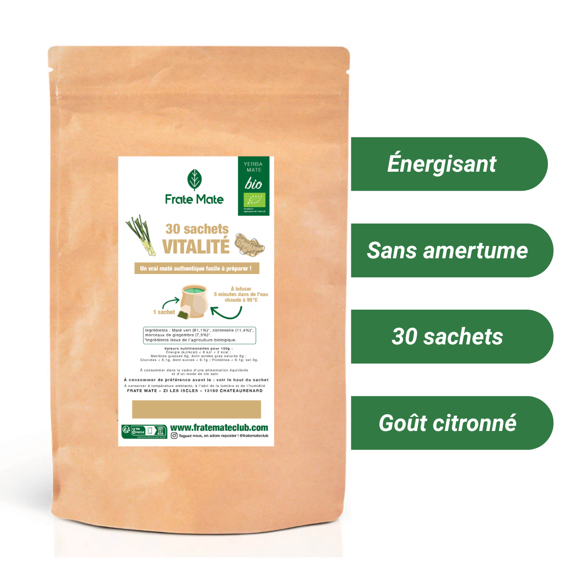 Coffret Ginger – Maté Gingembre Bio, Canettes Citron-Gingembre, Thé Maté Vitalité & Thermos